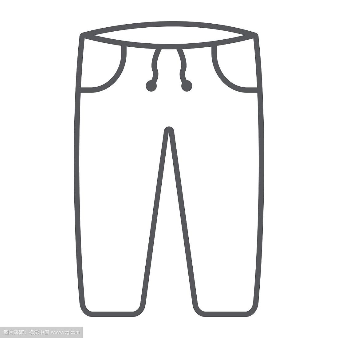 运动裤细线图标服装和运动