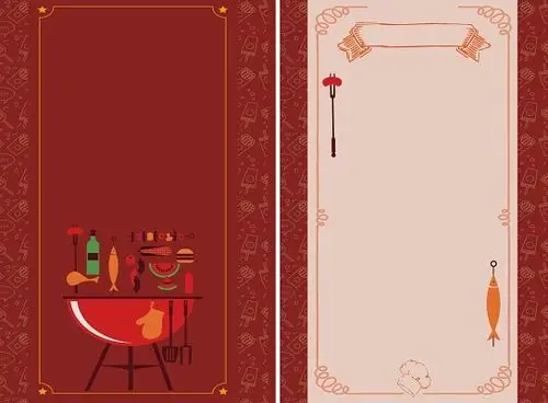 红色简约烧烤菜单餐饮餐厅美食背景