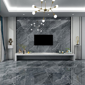 现代轻奢电视背景墙瓷砖750x1500客厅地砖连纹通体大理石地板砖