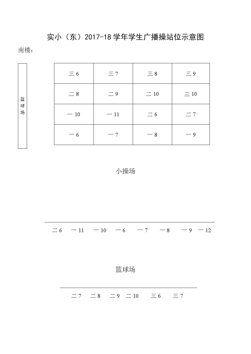 实小东2017-18学年学生广播操站位示意图.doc