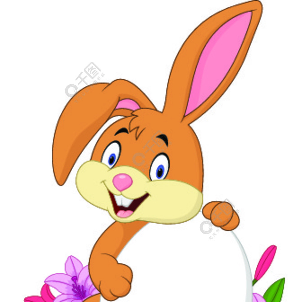 拿着白蛋的动画片复活节兔子