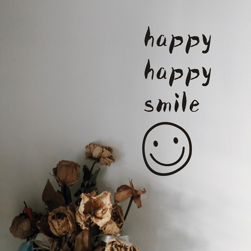 happy smile开心微笑脸表情墙贴纸餐饮服装店铺橱窗玻璃背景装饰