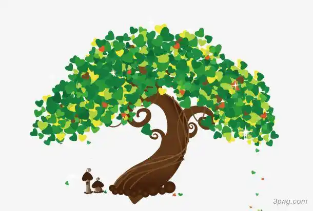 卡通许愿树png素材透明免抠图片-动植人物