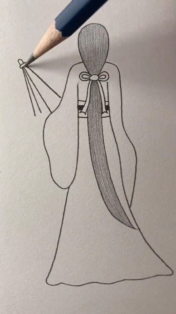 简笔画#画古风女子背影