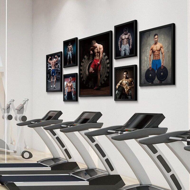 现代健身房装饰画肌肉猛男挂画运动励志海报壁画现代装饰画