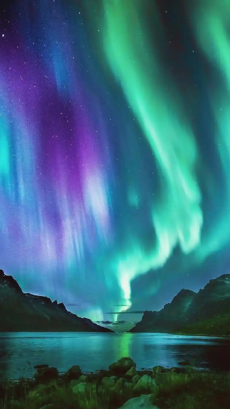 夜色美丽的极光风景,图库-回车桌面