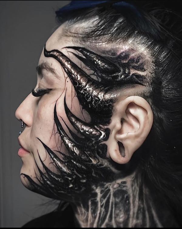 花臂 纹身设计最狠的位置-脸!这个位置太狠了!