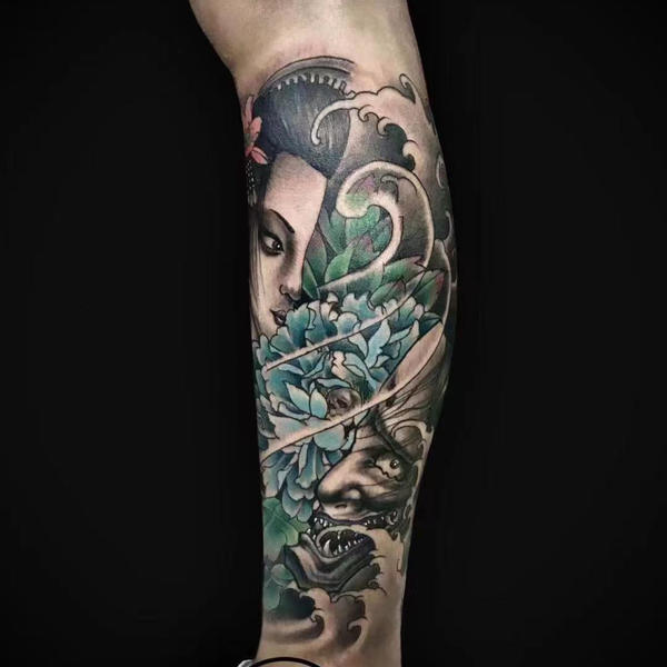 小腿般若_纹身吧社区 - 纹身大咖