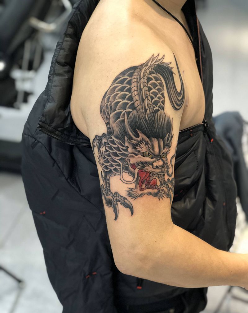 麒麟纹身纹身图片手臂新传统纹身图案