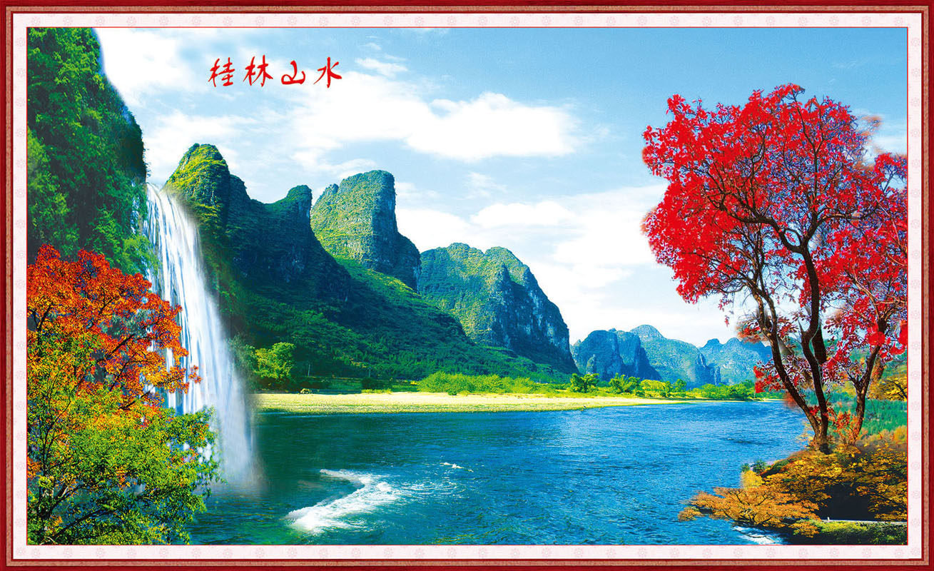 706海报印制海报展板写真喷绘贴纸素材890桂林山水风景画(1)