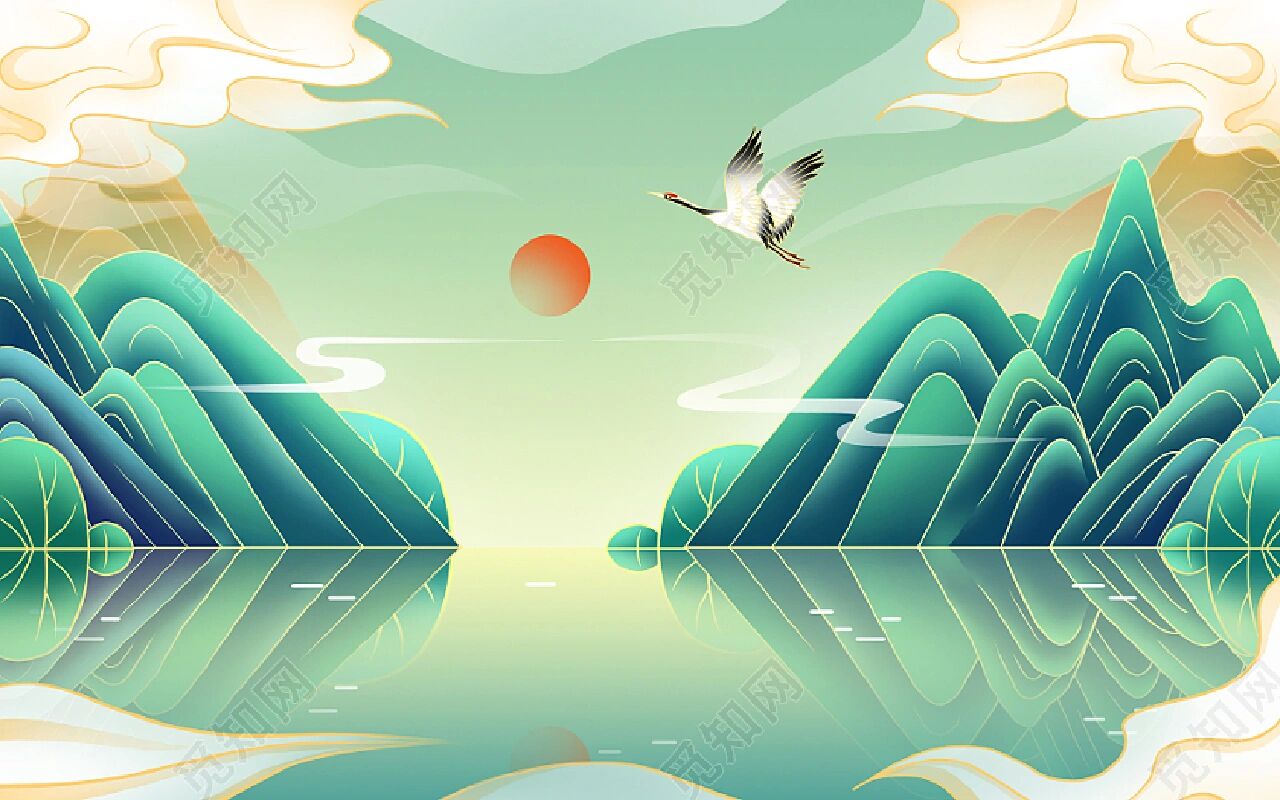 国潮山水▏横版背景素材 ⛰️国潮山水背景素材分享来咯! 素材标