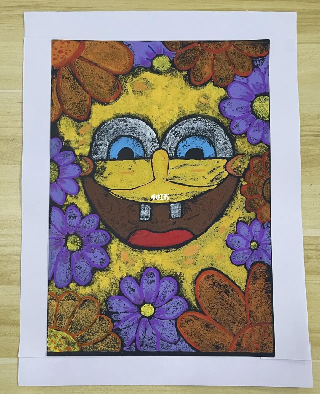 吹塑纸板画  #拓印 #学前教育  #儿童美术