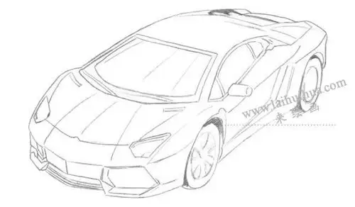 玩具跑车铅笔素描画法步骤图示