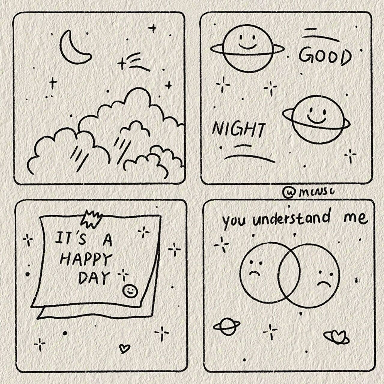 ins风简笔画教程/积攒快乐 快乐的秘诀就是停止胡思乱想 临摹感谢