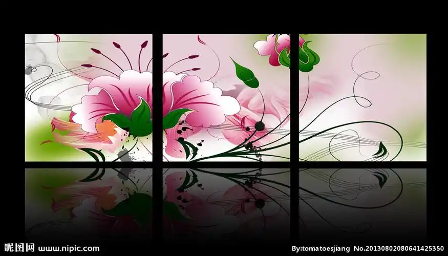 清新花朵三联图图片