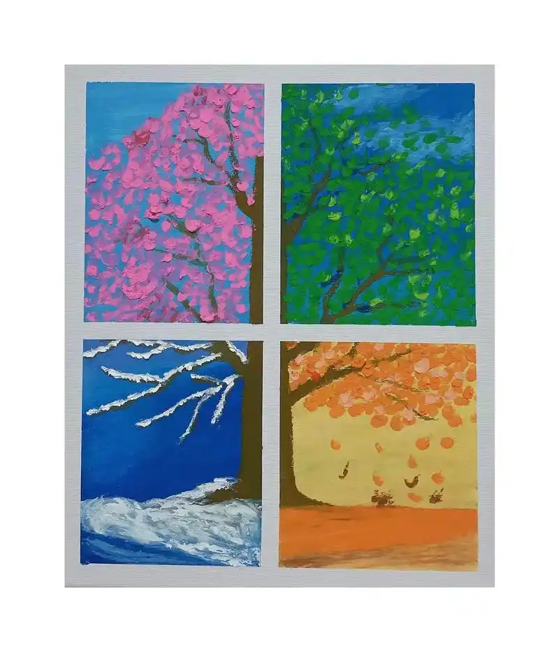 祝你前程似锦 在冬深 在初春 在夏至 在秋末#四季#油画棒 - 抖音