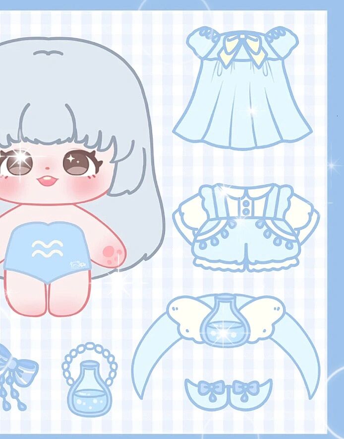 棉花娃娃十二星座贴纸 十二星座之水瓶座,棉花娃娃贴纸换装.