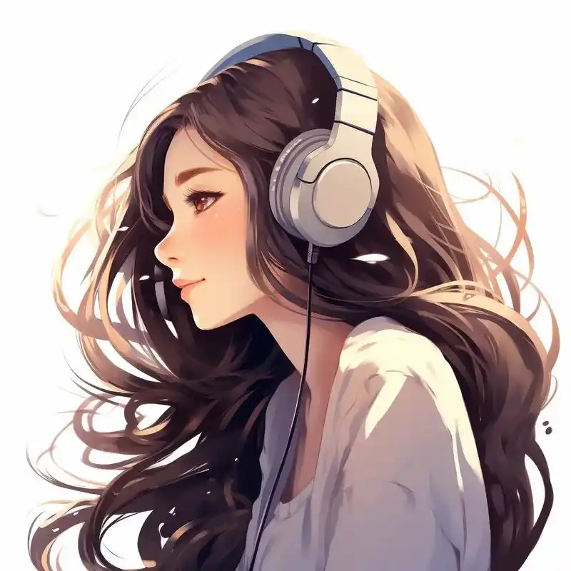 戴耳机的侧脸长发女生头像#女生头像 #动漫 - 抖音