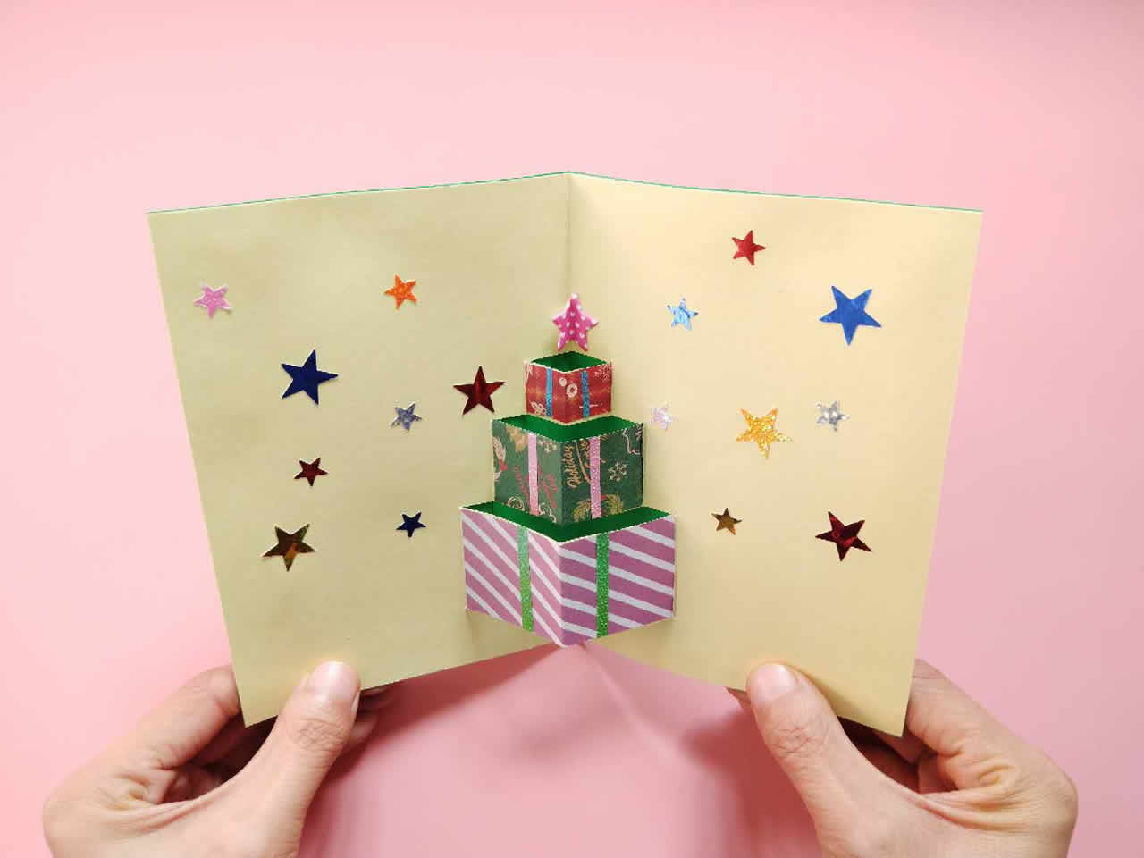 非常漂亮的圣诞节卡片,简单几步就做好,手工diy制作图解教程 | 说明书