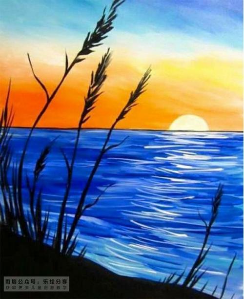 风景简笔画水粉颜料