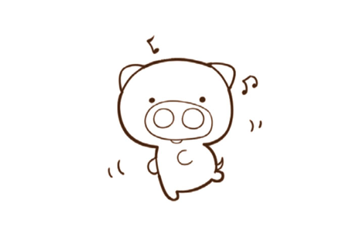 十二生肖简笔画亥猪的画法二