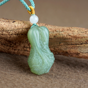 新疆和田玉青白玉晴水白菜百财挂件男女款玉石玉毛衣链吊坠