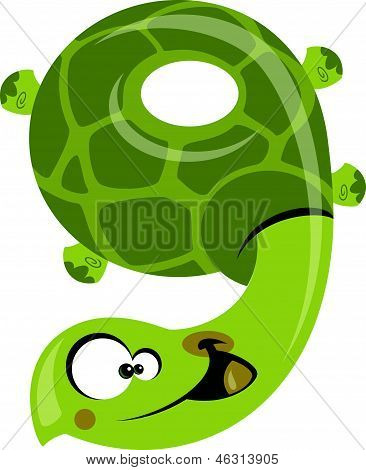 数字9 可爱的卡通笑脸龟