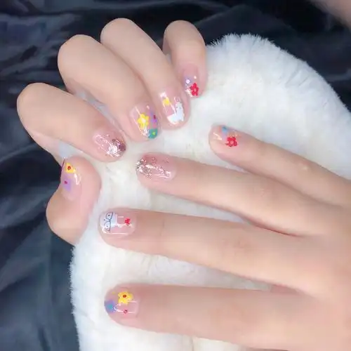 超可爱小花花夏日美甲暑期小朋友美甲