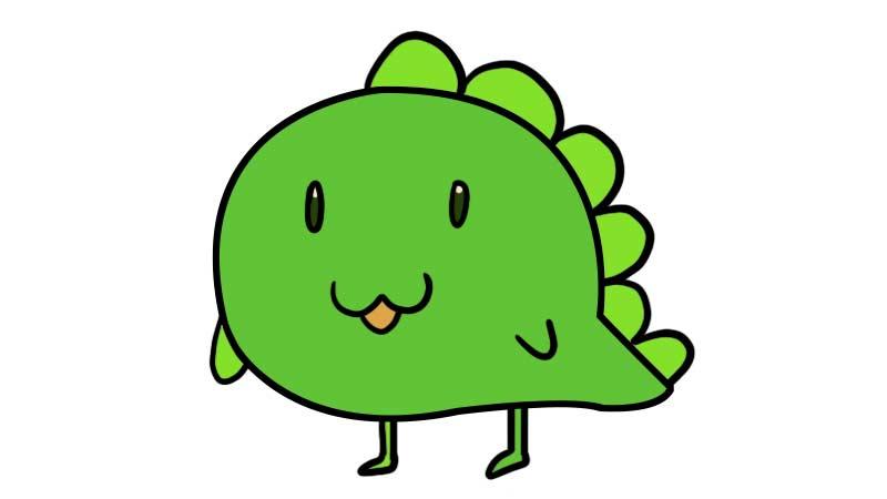 绿色恐龙小怪兽简笔画