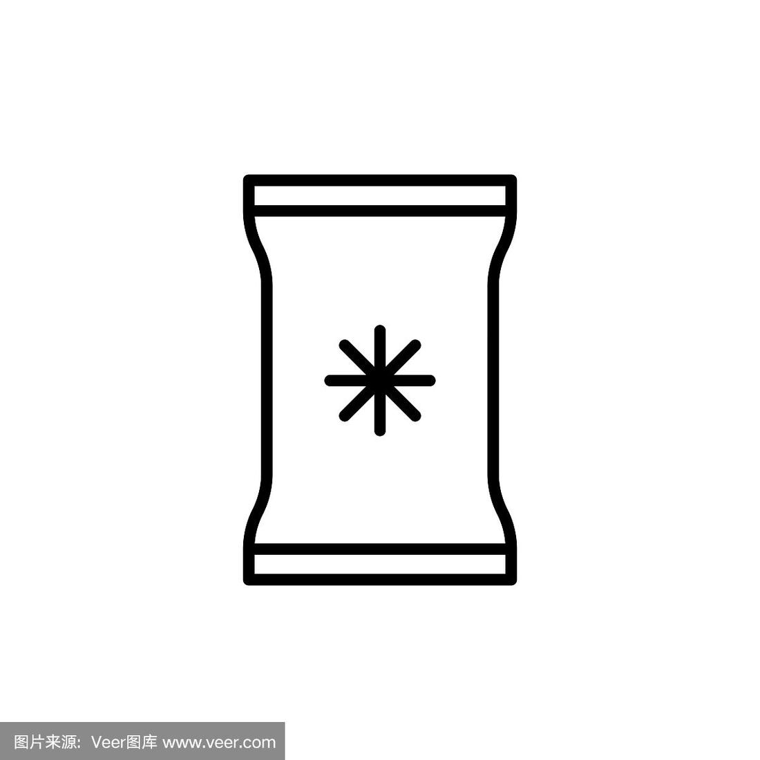 矢量冷冻食品袋线图标孤立