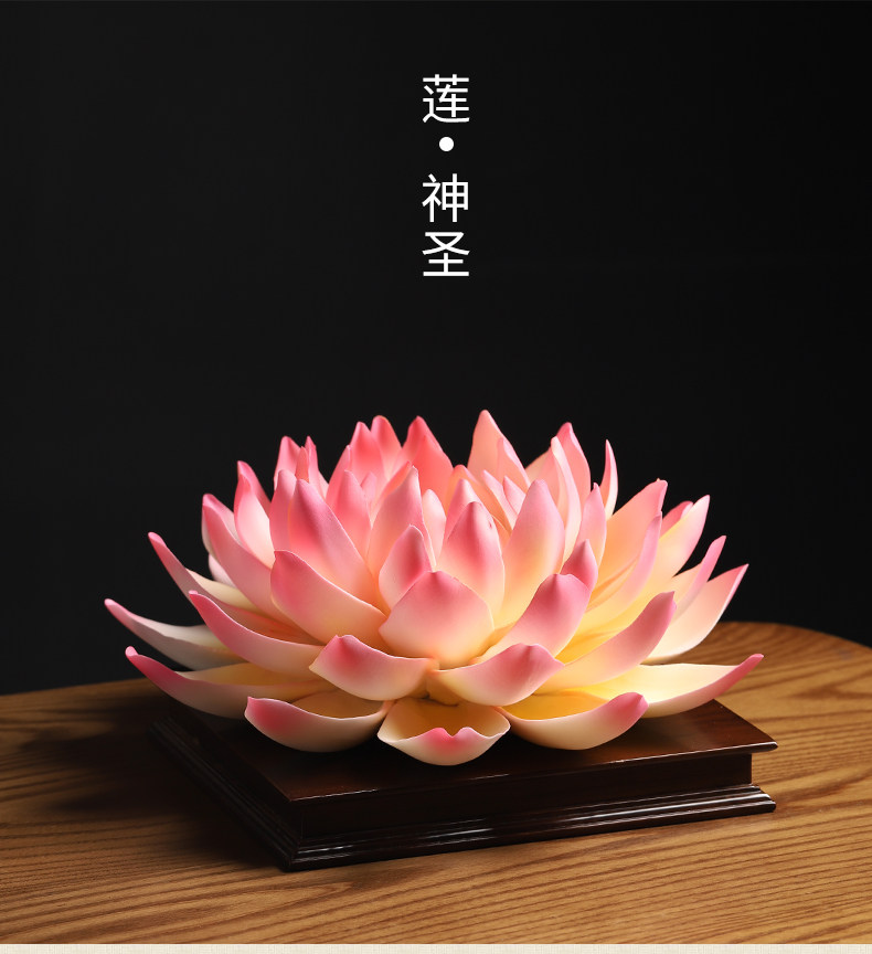 陶瓷莲花摆件新中式荷花禅意家居饰品客厅茶室佛堂佛系装饰工艺品