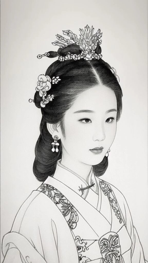 工笔素材19 仕女图白描风格第一集