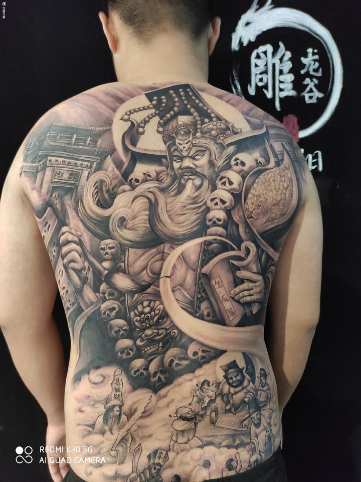 雕龙谷刺青阎王作品完成,来自山_纹身图案手稿图片_冯迎春的纹身作品