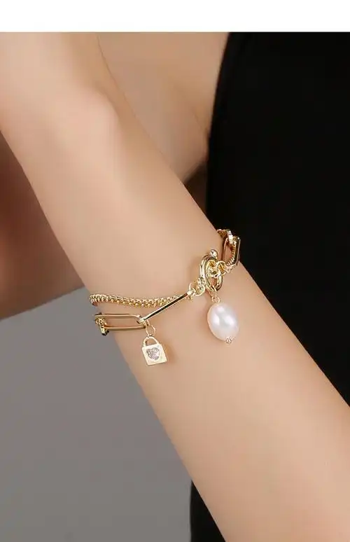 小众设计女生手镯2021新款冷淡风闺蜜手饰 s516-双层爱心锁手链品牌