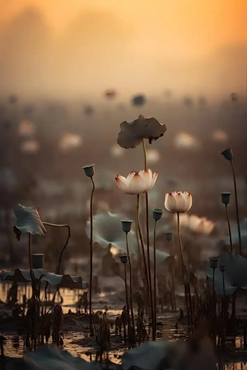 荷花开尽秋光晚,零落残红绿沼中……#治愈系 #唯美意境 #残 - 抖音