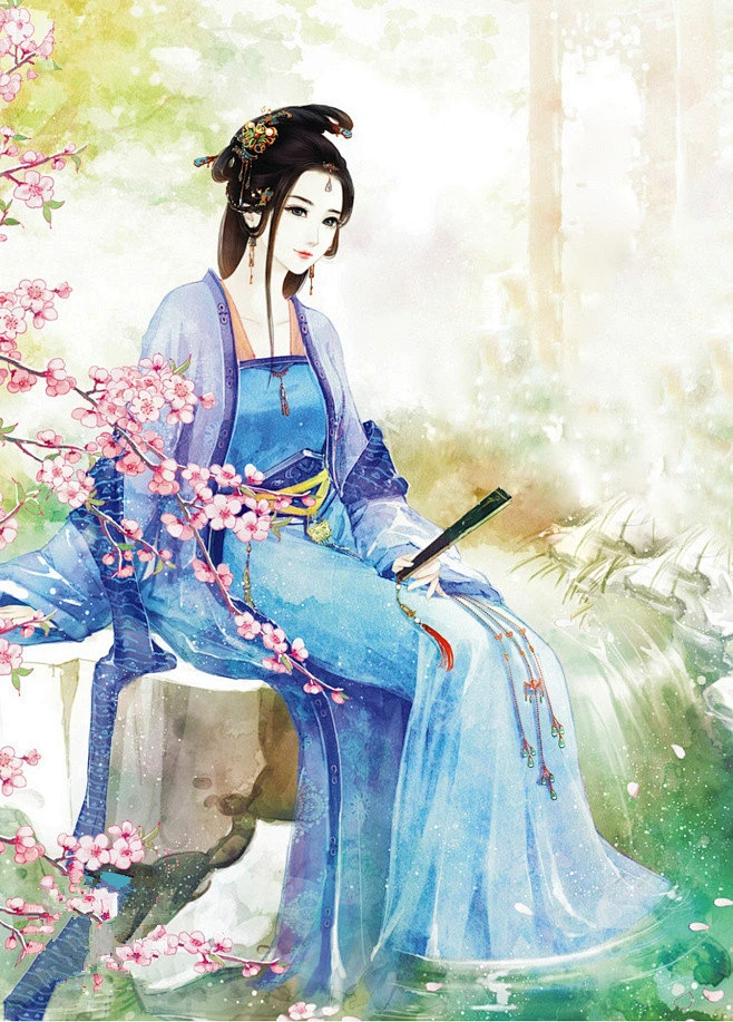 插画古装图片漫画 古风国画美女古装古代动漫人物唯美国画人物古装