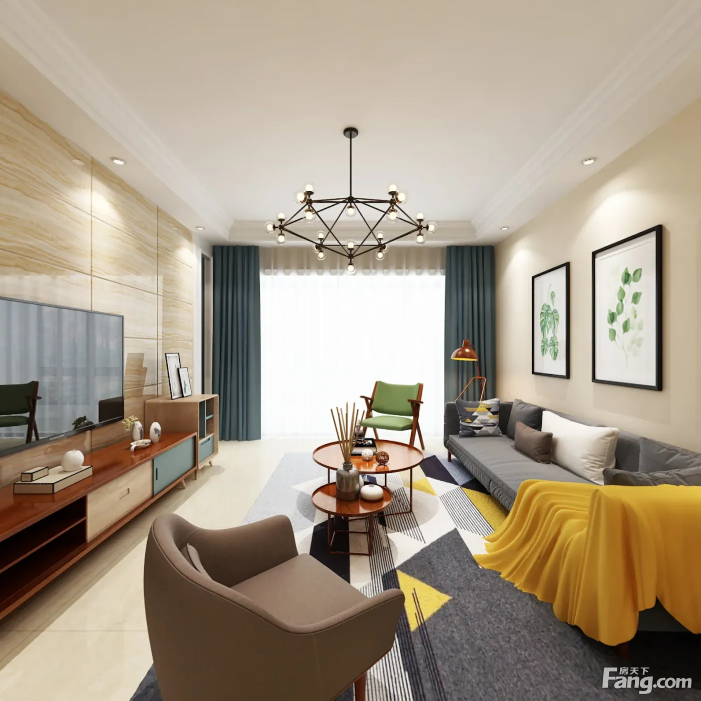 旭日爱上城四区109平方现代简约风格效果图