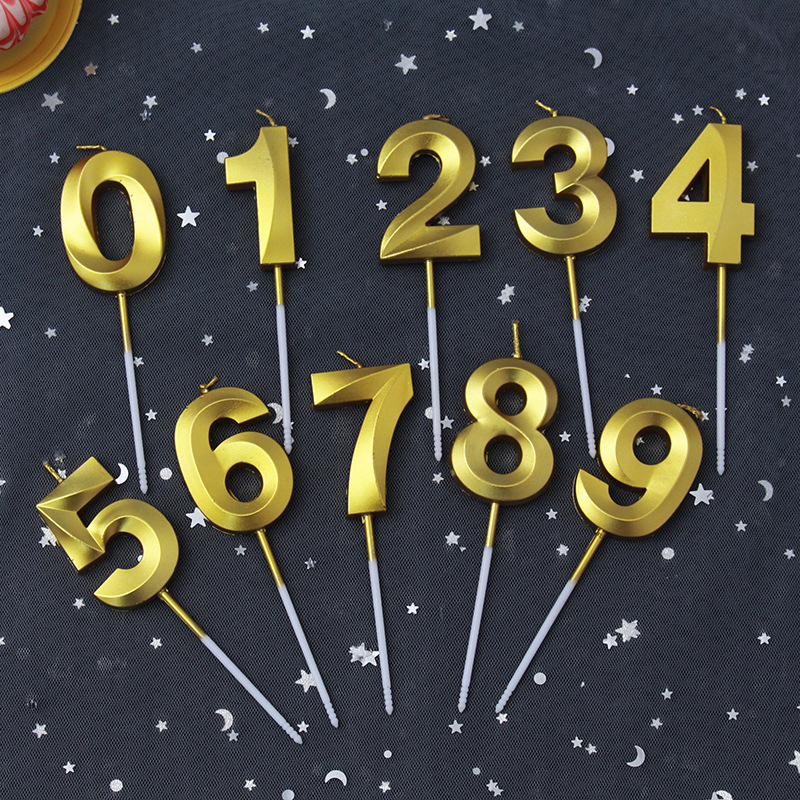 歌剧数字蜡烛0-9金色钻石创意曲面生日派对蛋糕周岁无烟蛋糕蜡烛
