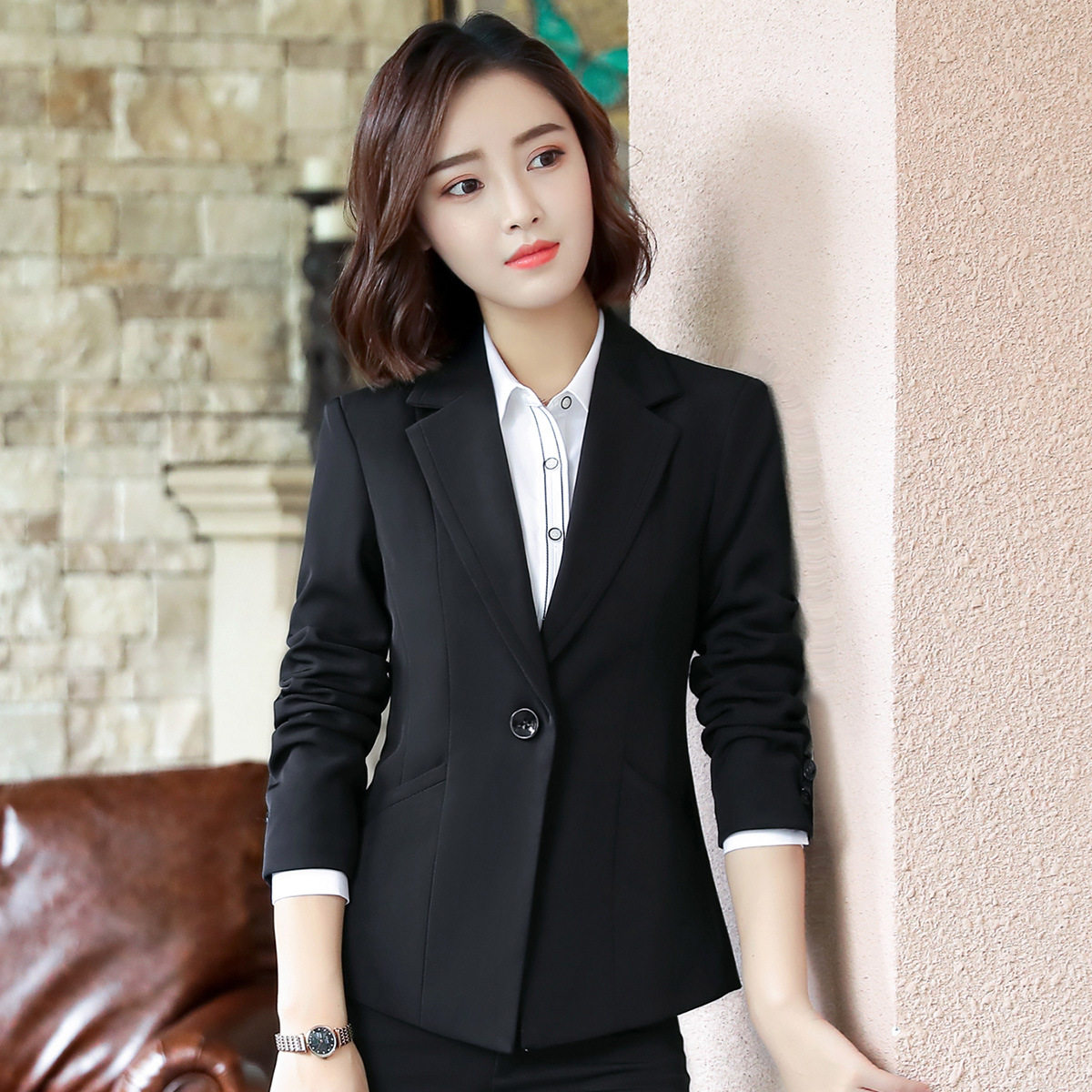 时尚职业套装2021春季新款西服韩版通勤西装外套职业女裙套装