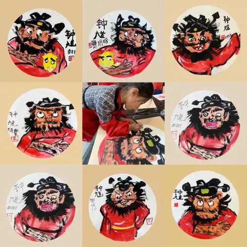 彩墨钟馗二年级孩子作品