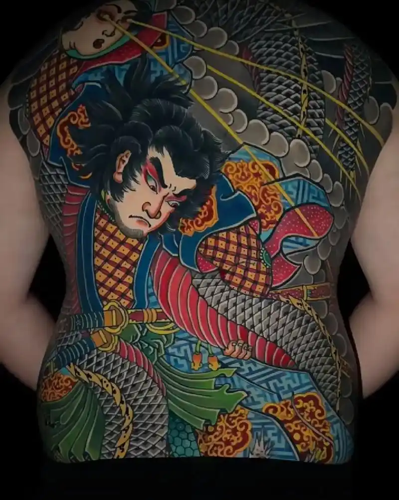 龙王太郎老传统素材,张顺破水门#老传统 #花臂纹身 #满背  - 抖音