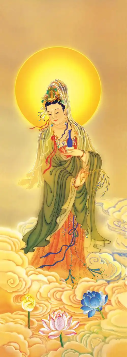 赏析100幅观世音菩萨画像刻画精细的白描适宜收藏临习