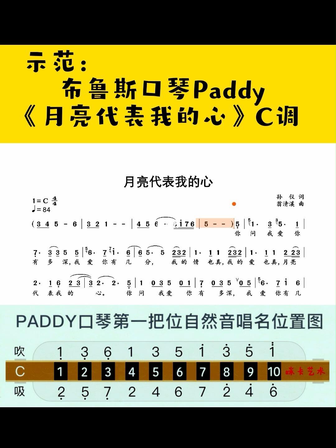 布鲁斯口琴paddyc调示范月亮代表我的心