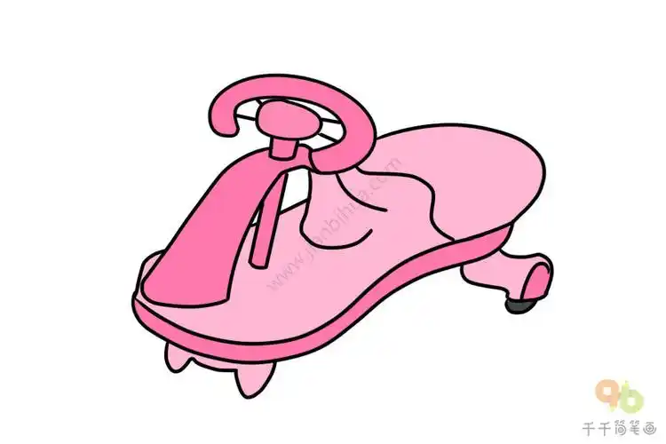 粉色扭扭车简笔画_儿童玩具简笔画