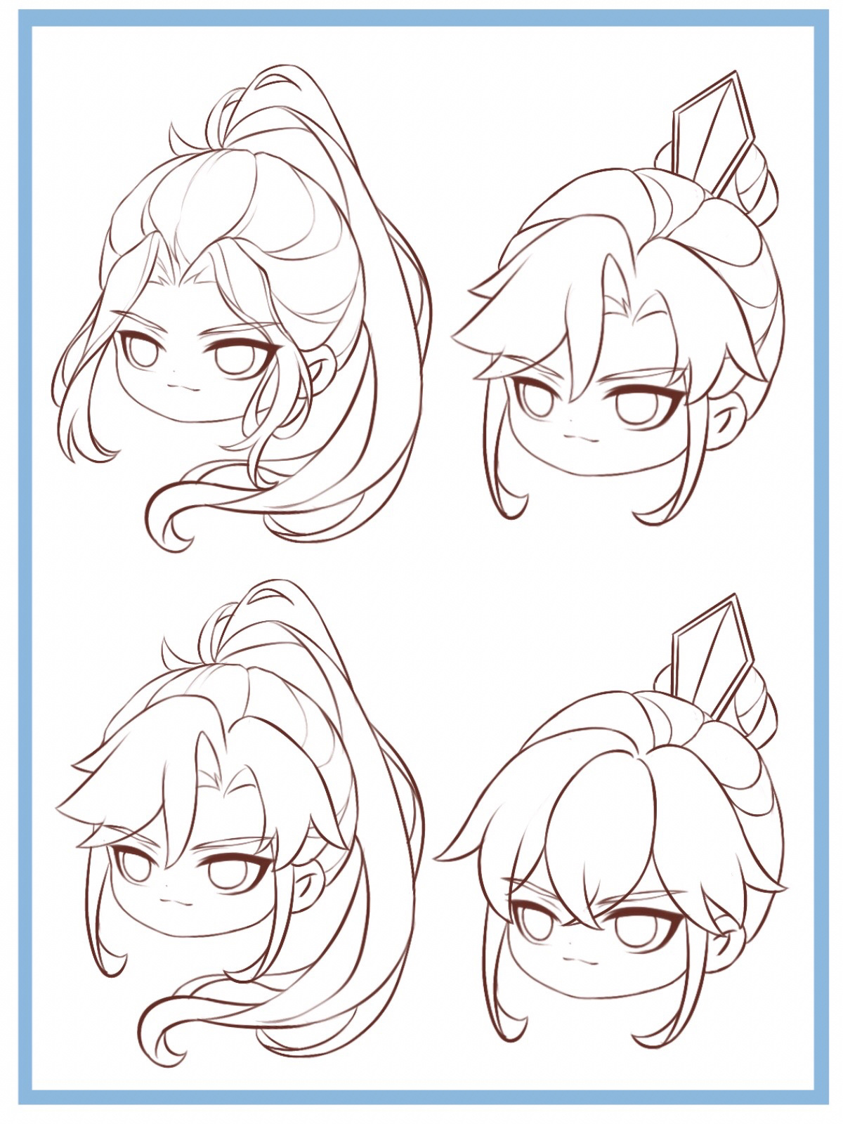 超绝的q版古风男生发型画法 有手就行 和大家分享一些古风男生发型