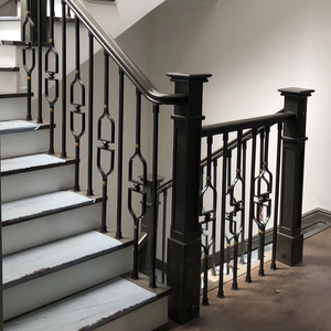 定制铁艺楼梯扶手中式现代室内防护护栏别墅阁楼家用金属楼梯护栏