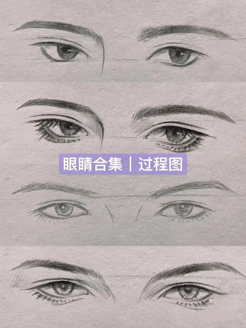 男生眼睛画法.附过程图工具:3b铅笔 0.5自动铅 素描纸 - 抖音