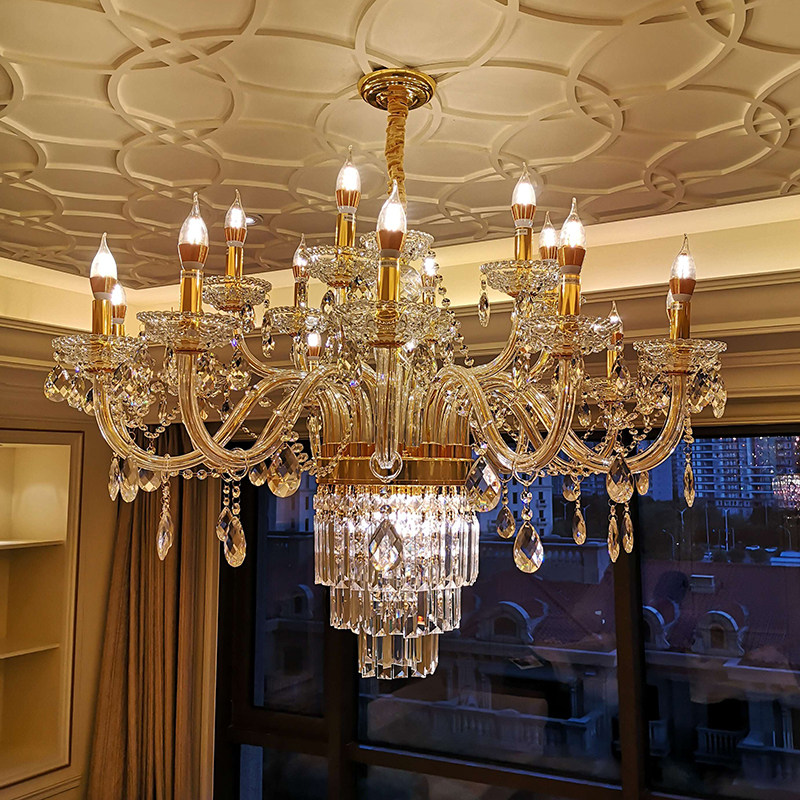 客厅水晶灯欧式餐厅蜡烛创意书房卧室吊灯金色客厅吊灯
