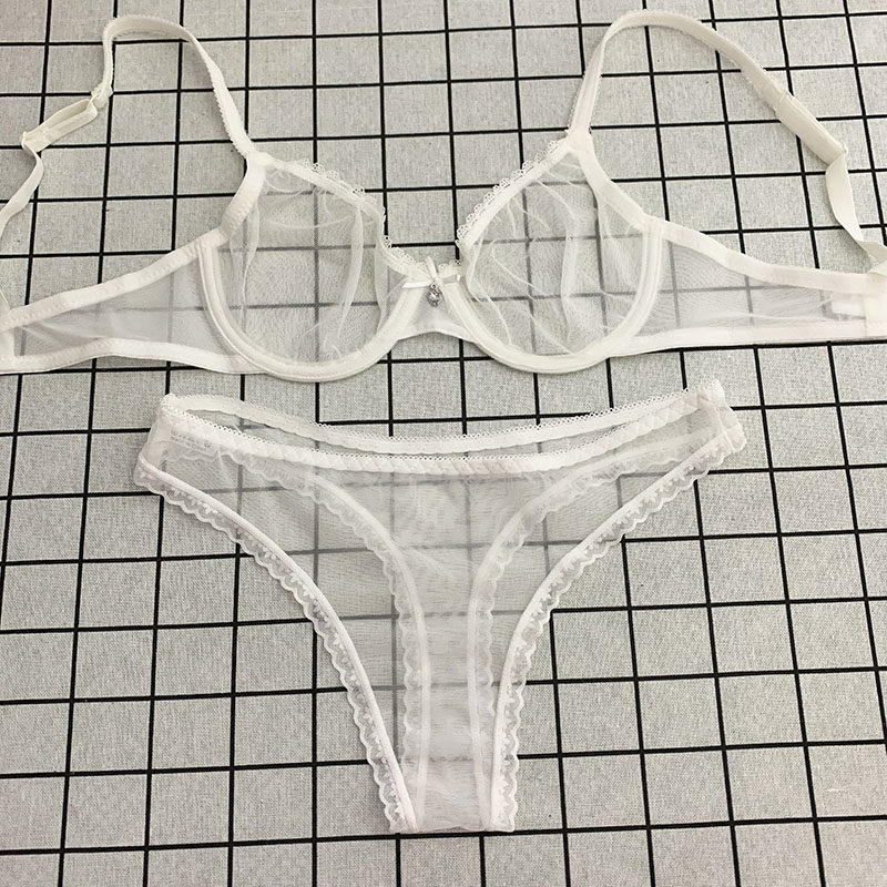 透明胸罩全透文胸套装女士全透明兴趣内衣性感网纱透视露聚拢超薄