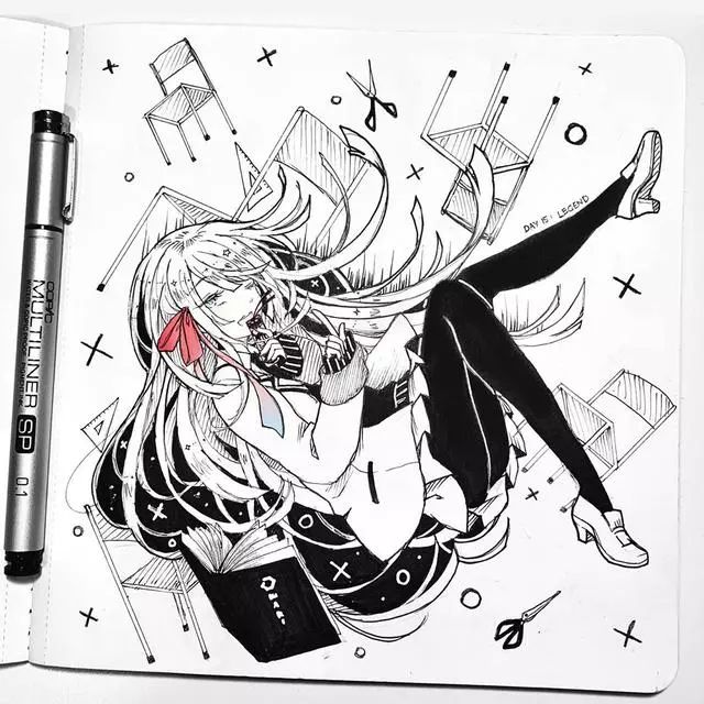 精美动漫手绘 女生动漫这样画 不上色也好看_作品